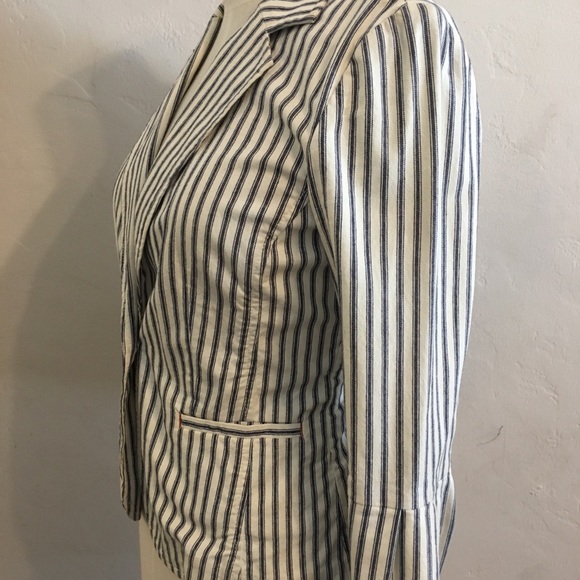 CAbi Cotton Navy Natural stripe jacket HTF - Picture 3 of 5